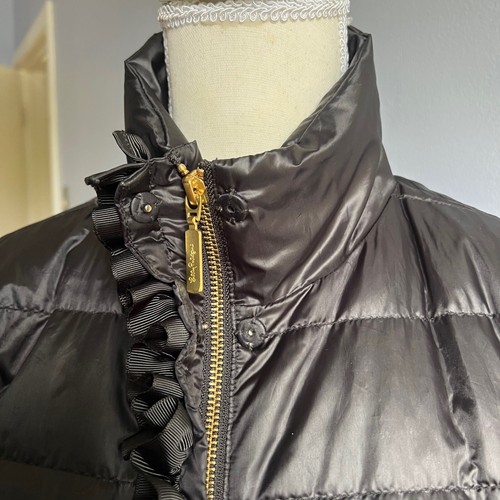 Lilly Pulitzer Doria Puffer Jacket Black Ruffles Down Filled Women's Size 2 - Picture 12 of 17