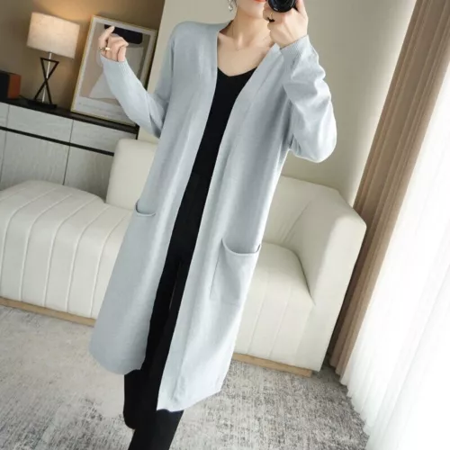 Damen Kaschmir Strickjacke Herbst Lang Strick V-Ausschnitt Wolle Mäntel Mittellang - Bild 17 von 26