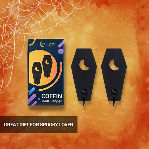 Halloween Decor Gothic Home Decor Moon Wall Hanger with Hook Coffin Key Holder - Picture 4 of 7