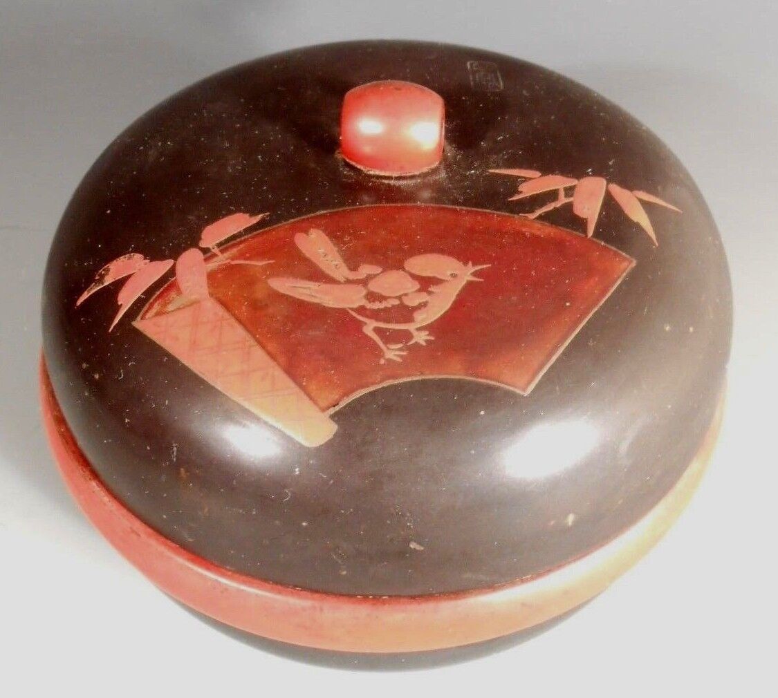 Japan Japanese Lacquer Lidded Box Avian Signed Free shipping A surprise price is realized Decor Floral w