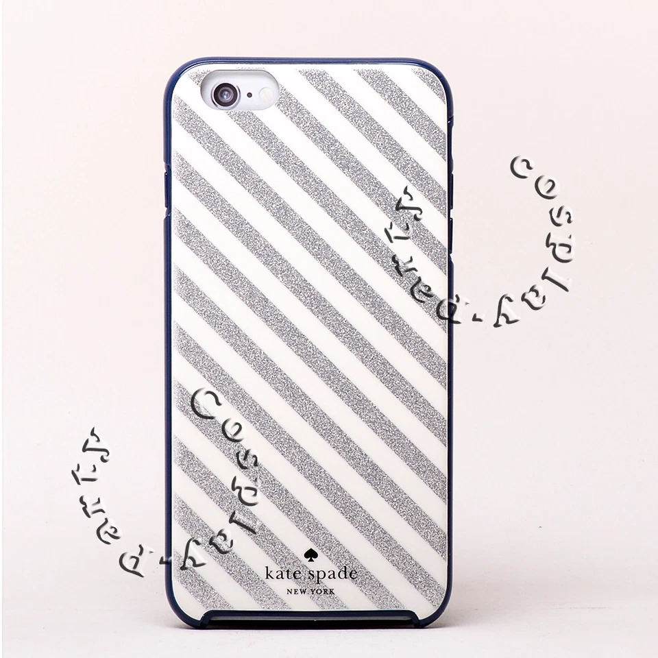 Funda Kate Spade Híbrida iPhone 6 iPhone 6s - Diagonal Plateada Blanca Crema Raya Foto 4 de 4