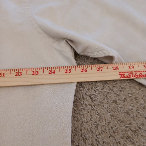 David Taylor Shirt Mens Size 17 Solid Beige Long Sleeve Button Down - Picture 9 of 11