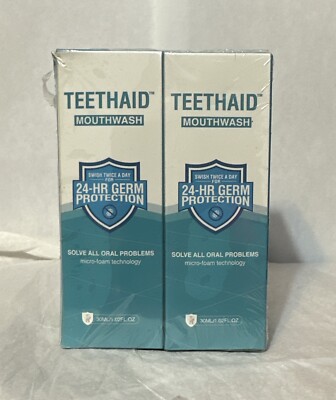 TEETHAID Mouthwash-2 Pack-Oral Care- 24hr Germ Protection-Micro-Foam Tech Sealed