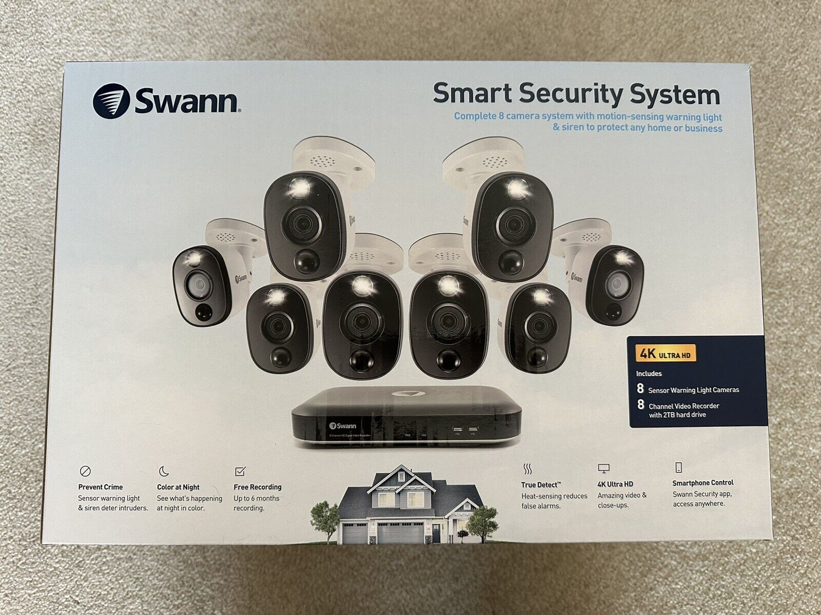 Swan SWDVK-855808WL 8 Camera 2TB 4K Wired Smart Security System