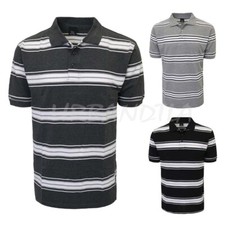 Men's Short Sleeve Striped Polo Shirt Regular Fit Pique Polo Shirts S-3XL