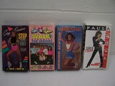 4 VTG. EXERCISE VHS VIDEOS PAULA ABDUL-KICKIN WITH COUNTRY-WALK AROBICS-STEP