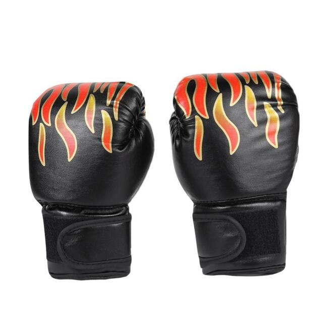 2pcs Boxing Fighting Gloves Kids Breathable Sparring Flame Gloves (Black) ZR10238