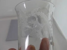 Central Glass Etched Thistle Glass Fluted Cordial Shot Juice Cup Clear 2.5 Ounce