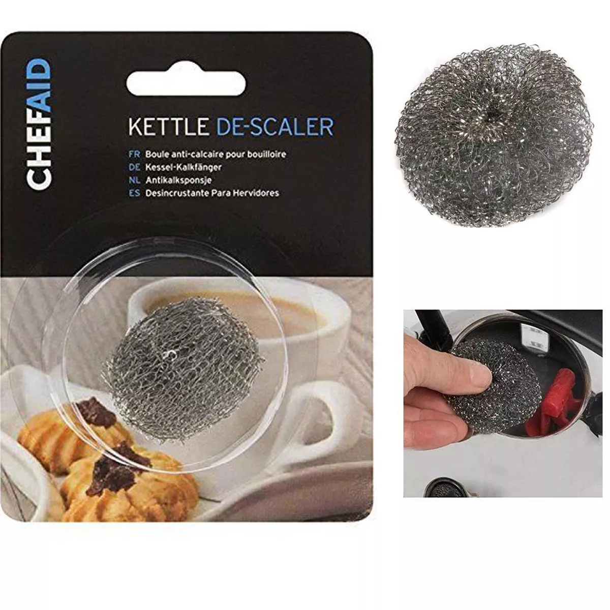 Chef Aid Kettle Descaler Clean Metal Mesh Stainless Steel Furring