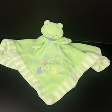 Green Frog Baby Lovey Blanket Security Blanket Twinkle Little Star Rattle Satin
