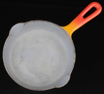 Vintage Descoware No 15 Flame Orange Enameled Cast Iron 6
