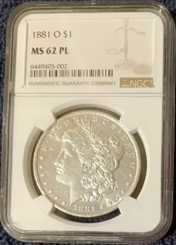1881-O Morgan dollar, NGC MS-62 PL and Exceptionally Brilliant