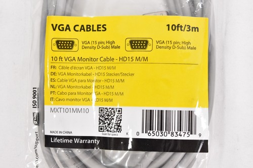 StarTech.com 10 Ft. VGA SVGA HD15 Male x Male Computer Monitor Cable MXT101MM10 - Picture 3 of 3