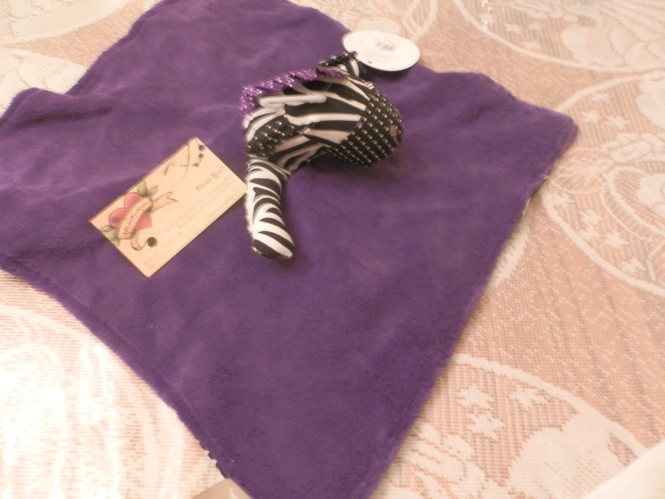 TREND LAB SECURITY BLANKET PURPLE ZEBRA GRAPE EXPECTATIONS NEW STRIPE POLKA DOT - Image 3 of 4