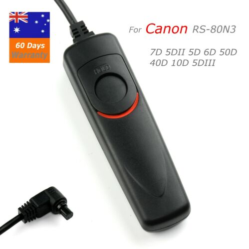 RS-80N3 Wired Remote Shutter Release for Canon EOS R5 5D/6D/7D/5DlI/50D/40D/5D3 - Picture 1 of 2