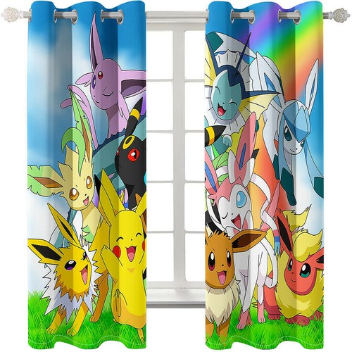 UK Kids Pokemon Pikachu#Thick Thermal Blackout Curtains Eyelet~Ring Top Drapes🎁 - Picture 24 of 99