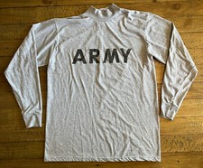 Vintage Army Akwa Tek Made In USA Logo Gray Long Sleeve Large