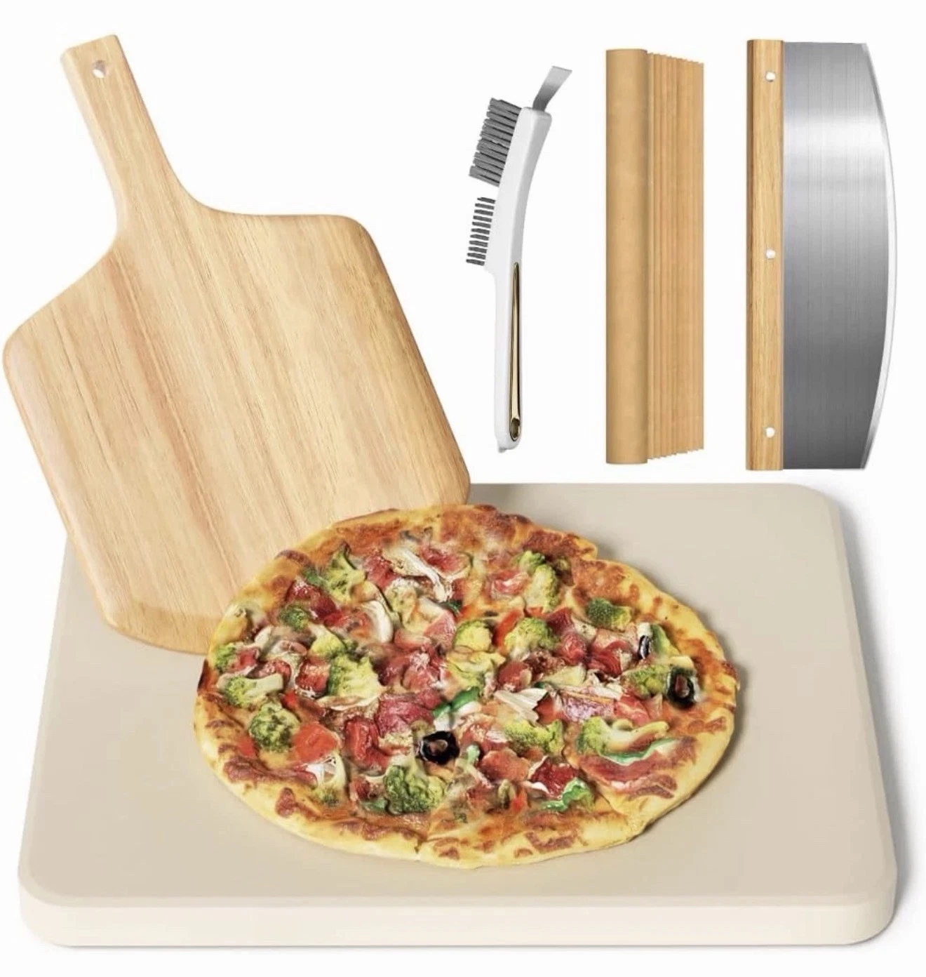 5 PCS Rectangle Pizza Stone Set, 16"Large Pizza Stone for Oven and Grill with Pi
Opens in a new wind