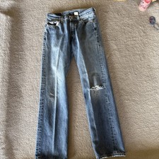 Levi  s 501 Jeans Men 30x32 Distressed Medium Wash Button Fly Made Mexico