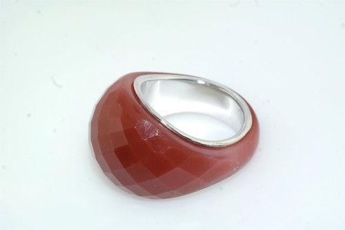 Facettierter Karneol Sterlingsilber Kuppelring Größe 9
