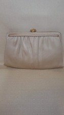After Five Vintage Evening Clutch Beige Gold With Rose Crystal Clasp