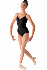 Mirella Women Black Solid Dance Leotard Camisole Princess Seam Adult Petite