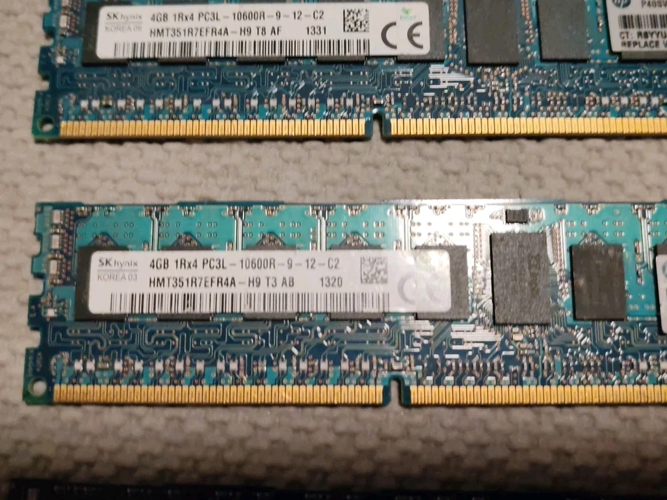 Set Of 7 Memory PC3L-10600R DDR3 ECC Server RAM Hynix - Image 3 of 4