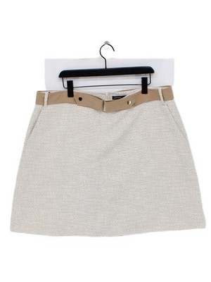 Karen Millen Damen Midi Rock UK 22 Creme Polyester