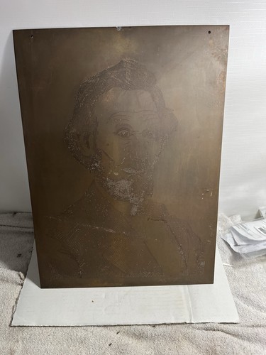 Rare Art Etching Engraving Copper Abraham Lincoln Portrait Head Bust