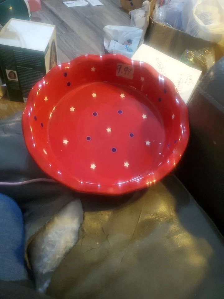 Pie Dish Red Temptations Ovenware 4th Of July Baking Dish