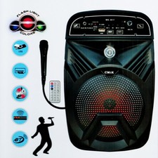 CASSA AMPLIFICATA KARAOKE PORTATILE CON MICROFONO RADIO DJ Bluetooth TELECOMANDO