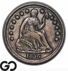 1856 Seated Liberty Half Dime, Subtle Color, Choice AU Tougher Date