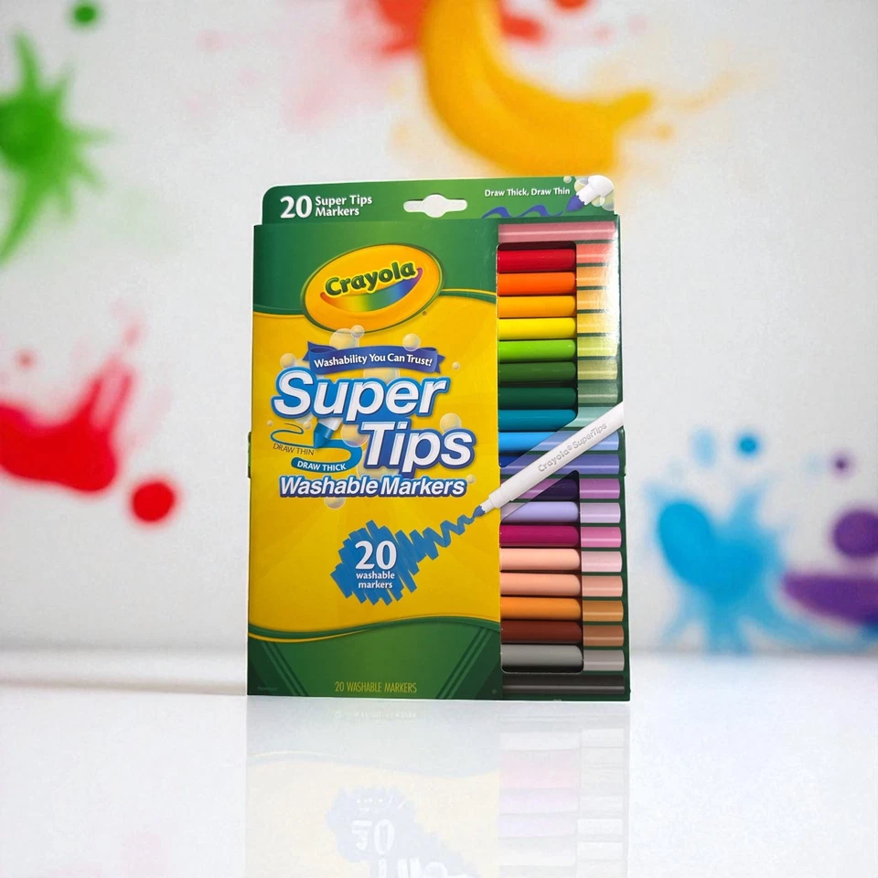 Crayola Super Tips Markers, Washable Markers School Supplies, 20-Colours - Image 2 of 4