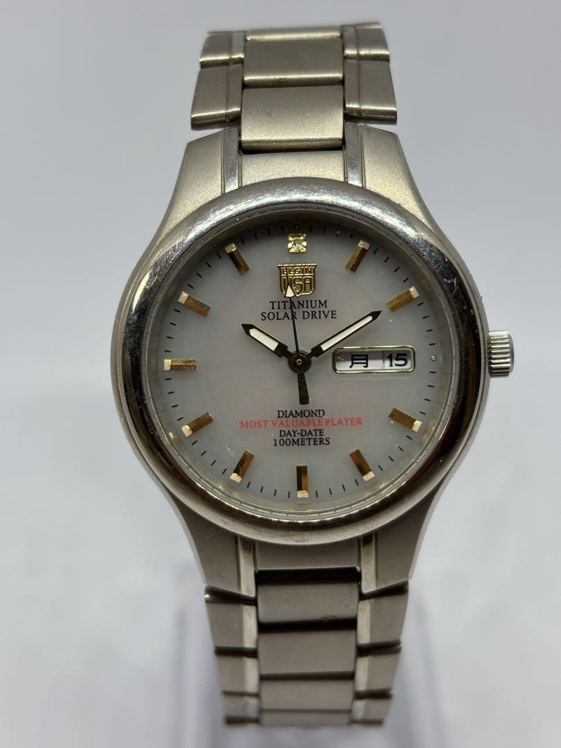 ELGIN Titanium Solar Drive Watch FK-1201-C Analog Date 100m