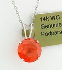 GENUINE 3.26 Cts PADPARADSCHA SAPPHIRE PENDANT 14K WHITE GOLD - Free Certificate — photo 1