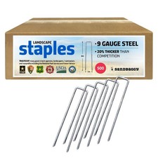 6" Landscape Sod Staples - 9 Gauge Steel, Heavy-Duty, 500 Pack, Ideal for Hard S