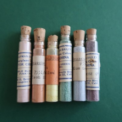 Vtg Chapman Bailey Color Vials Ceramic Tints Oddities Apothecary Jars Rainbow