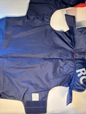 RC PET PRODUCTS RAIN SHELL REVERSIBLE COAT RED W/ BLUE POLKADOTS SIZE 18