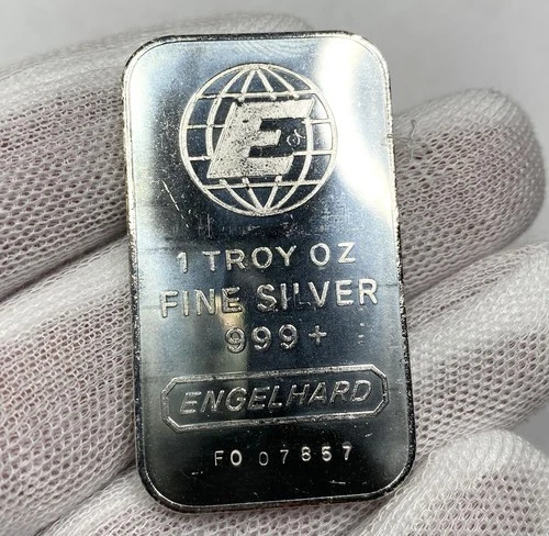 1 oz Engelhard Silver Bar .999 Fine Silver Bar Engelhard Back Design