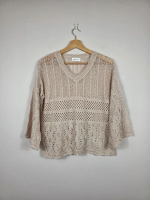 Urban Bliss Beige Häkeltop UK Medium | Boho Strand Cover Up Sommer Strick