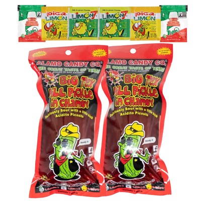 Chamoy Pickles - Pack of 2 Big Tex Dill Pickle in Chamoy Sauce | Includes Taj...