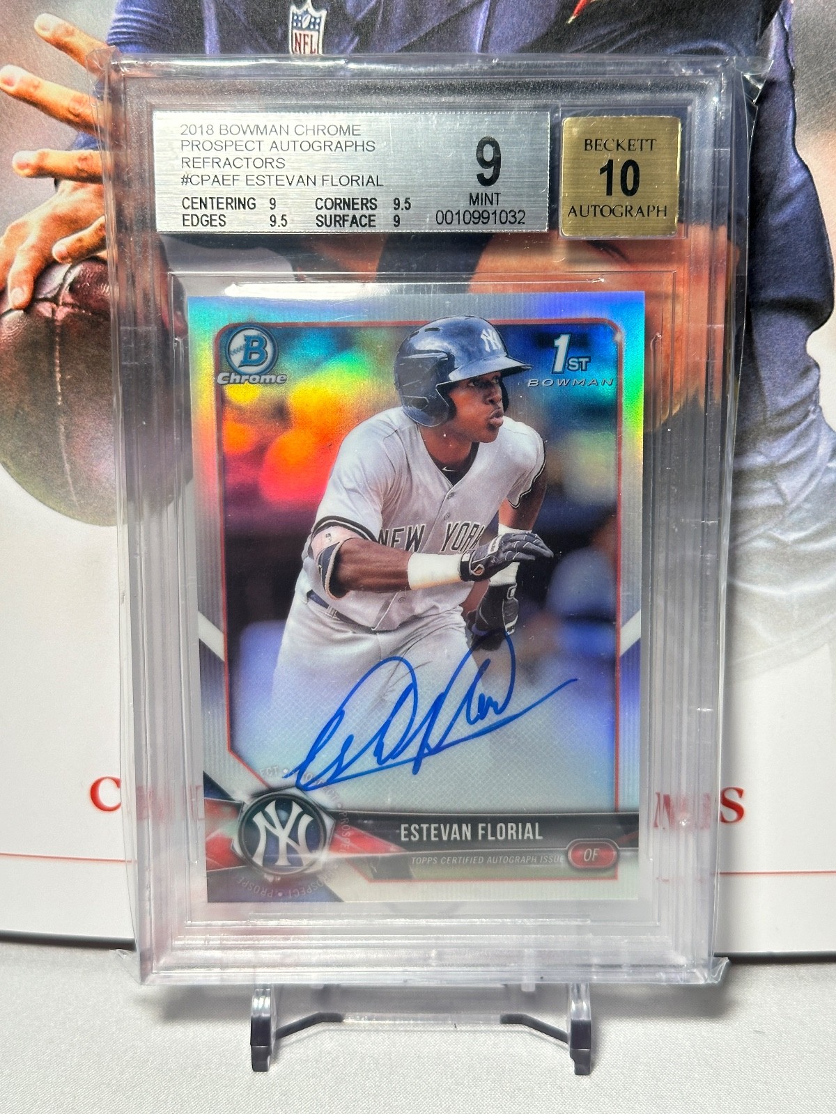 2018 Bowman Chrome Auto Refractor #CPA-EF #/499 Estevan Florial BGS 9/10 NYY