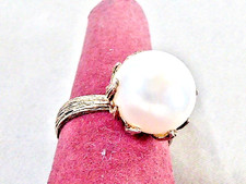 HONORA SIGNED 925 STERLING SILVER 13 MM WHITE CULTURED PEARL RING SIZE 8 RING