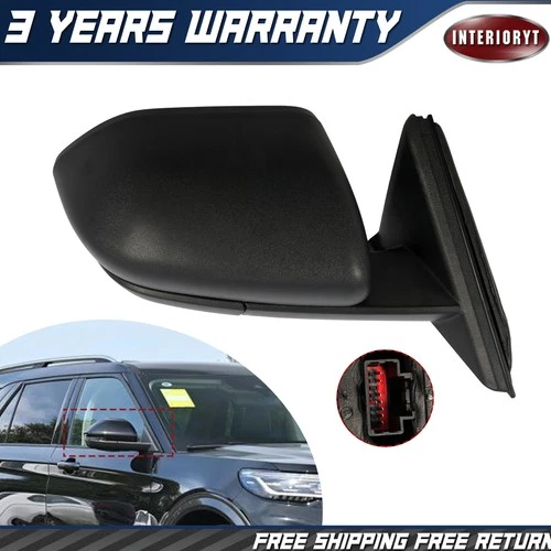 Passenger Side Mirror for 2020-2023 Ford Explorer XLT Textured Black