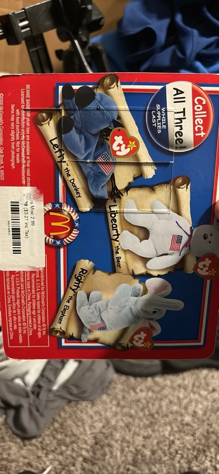 Ty Teenie Beanie Babies Lefty the Donkey McDonalds 1996  Foto 2 de 3