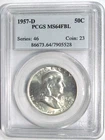 1957-D FRANKLIN Silver Half Dollar PCGS MS 64 FBL