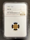 1852 Gold $1 Liberty Head NGC AU55 Type 1 Early U.S. Gold Coin