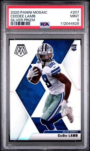 2020 Panini Mosaic #207 CeeDee Lamb Rookie Silver Prizm PSA 9