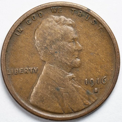 1916-S Lincoln Wheat Penny San Francisco Mint Fine (F)
