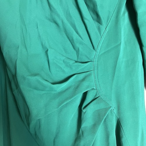 Lanvin French 46 USA 14 Green Maxi Dress Rouche Waist Long Sleeve Vneck 2016 - Picture 15 of 24